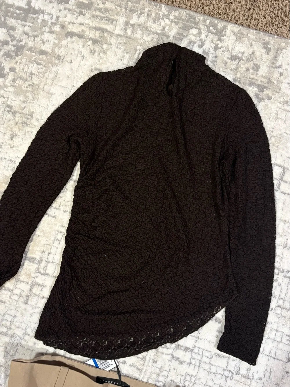 Anthropologie Smocked Lace Long-Sleeve Top